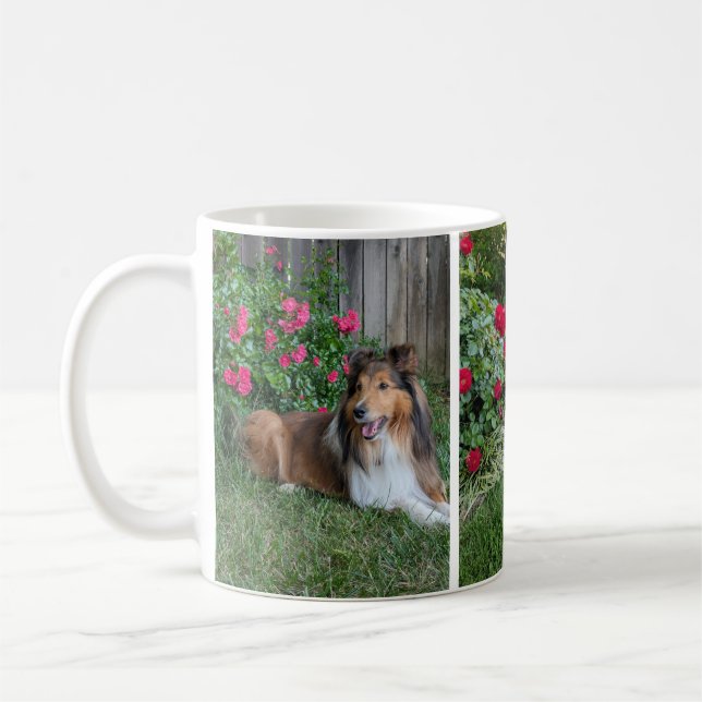 Caneca De Café Floral Sheltie (Esquerda)