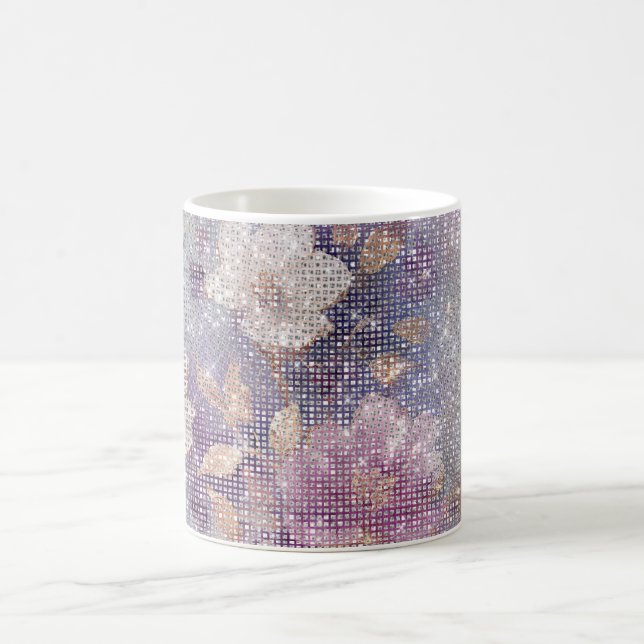Caneca De Café Floral Sparkle Purple Dourado Glam (Centro)