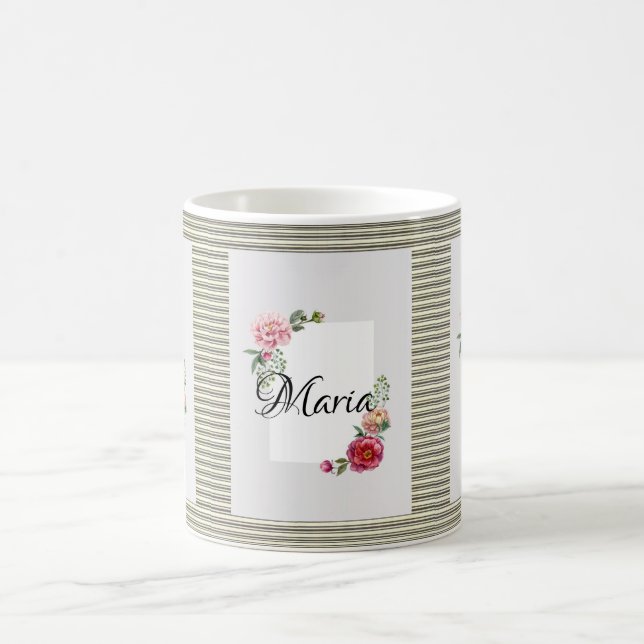 Caneca De Café Floral Stripe Mug (Centro)
