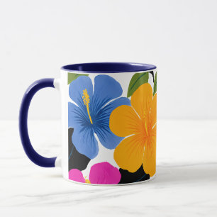 Caneca de Café Floral Tropical Colorida – Fluxo Vi