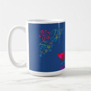 Caneca De Café floral whimsy folk art coloridas flores desidratad