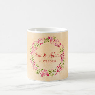 Caneca De Café Floral Wreath Colorida