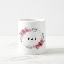 Floral Wreath com Dentro das Iniciais de Noiva e G