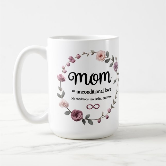 Caneca De Café Floral Wreath Magic Mug - Mãe, Amor Infinito (Esquerda)