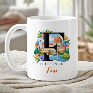 Caneca De Café Florença Itália Monograma Letra F Presente Persona