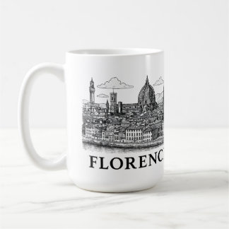 Caneca De Café Florence Cityscape - Arte de Linha da Catedral Duo