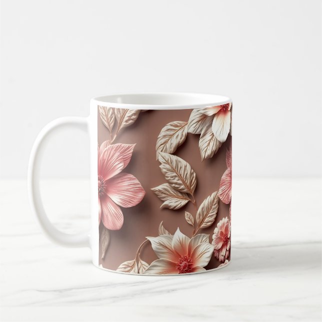Caneca De Café Flores 3D (Esquerda)