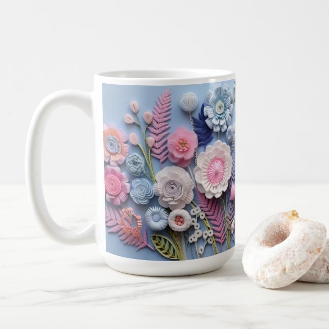 Caneca De Café Flores 3D (Com Donut)