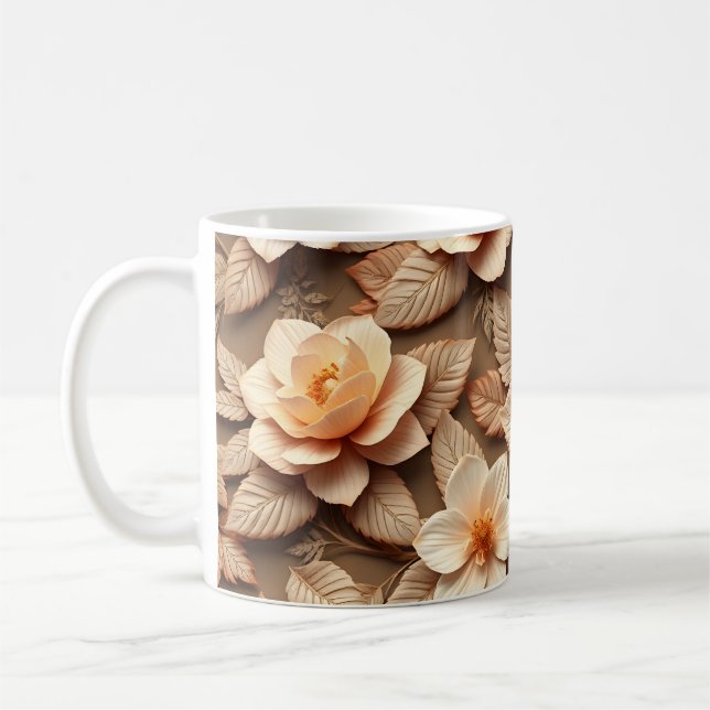 Caneca De Café Flores 3D (Esquerda)