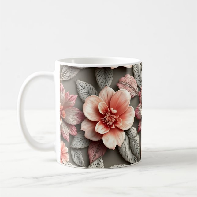 Caneca De Café Flores 3D (Esquerda)