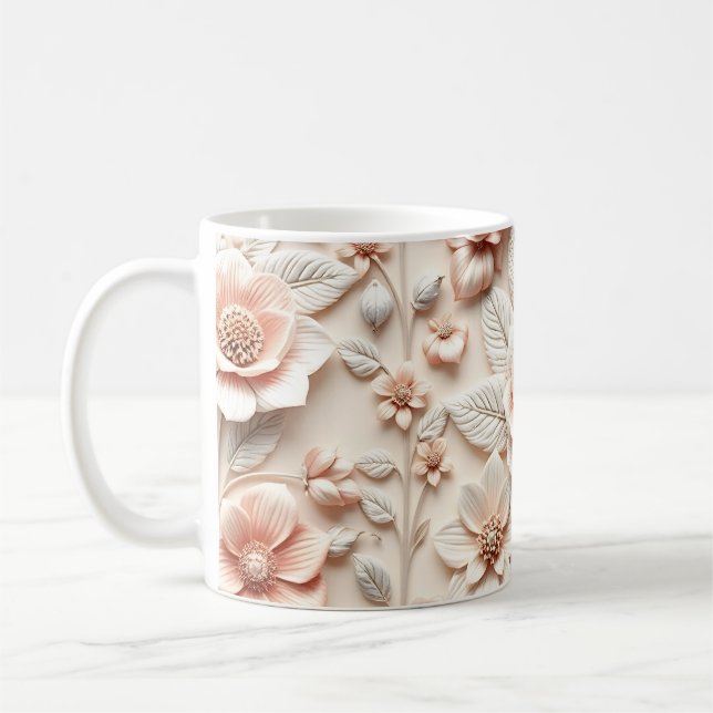 Caneca De Café Flores 3D (Esquerda)