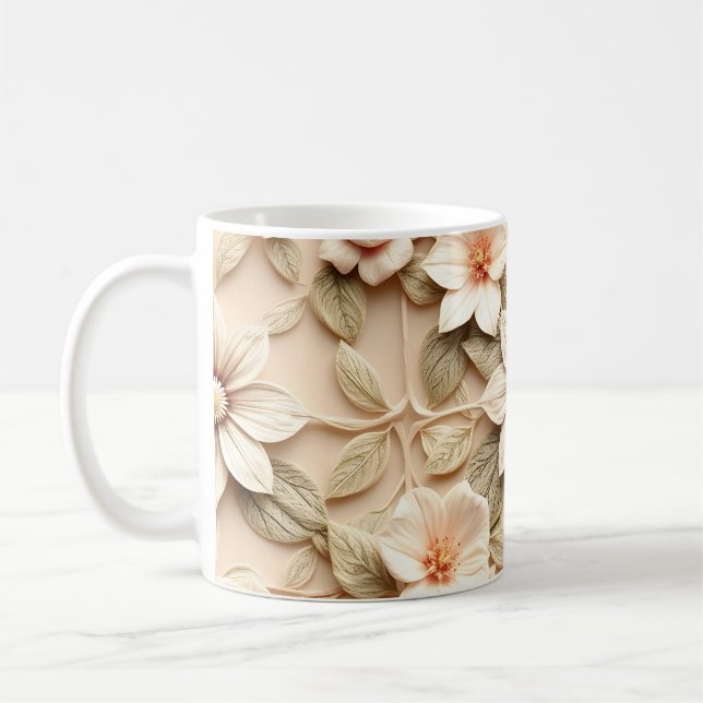 Caneca De Café Flores 3D (Esquerda)