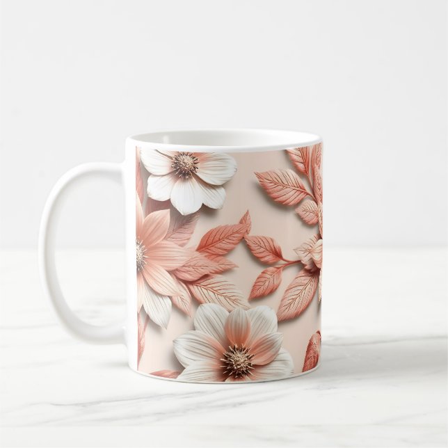 Caneca De Café Flores 3D (Esquerda)