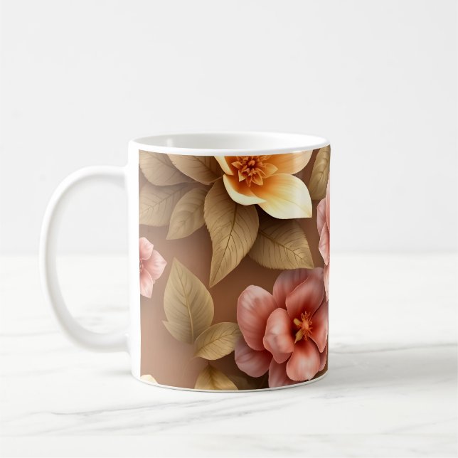 Caneca De Café Flores 3D (Esquerda)