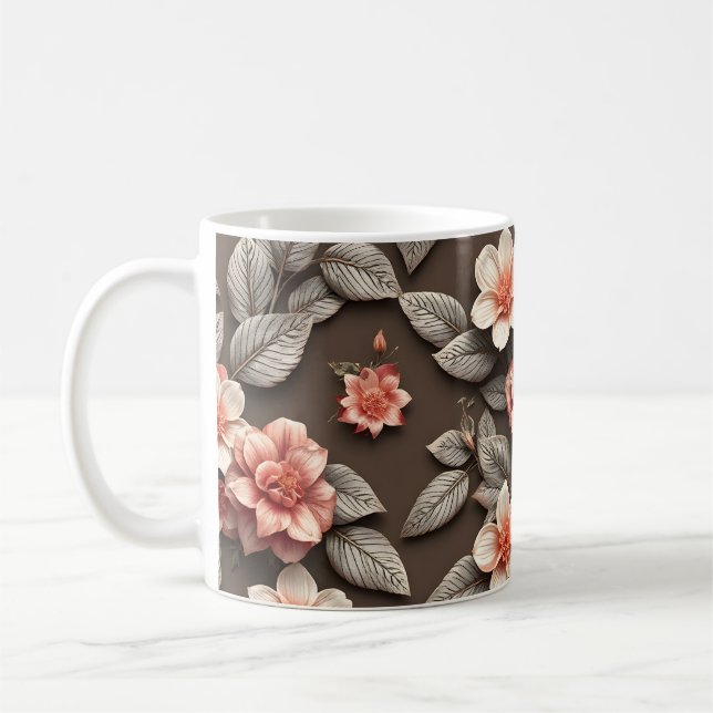 Caneca De Café Flores 3D (Esquerda)