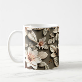 Caneca De Café Flores 3D