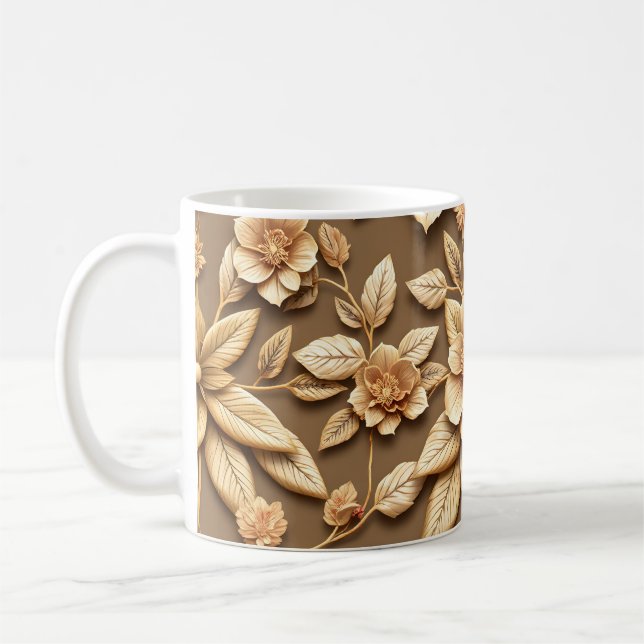 Caneca De Café Flores 3D (Esquerda)