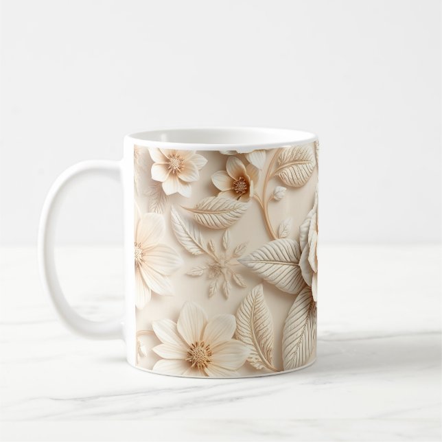 Caneca De Café Flores 3D (Esquerda)