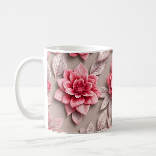 Caneca De Café Flores 3D (Esquerda)