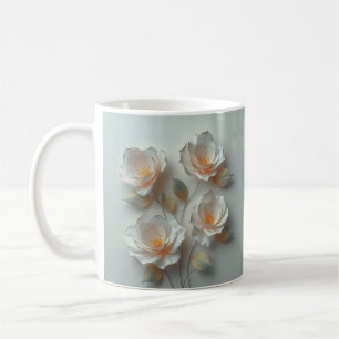Caneca De Café Flores 3D Elegantes
