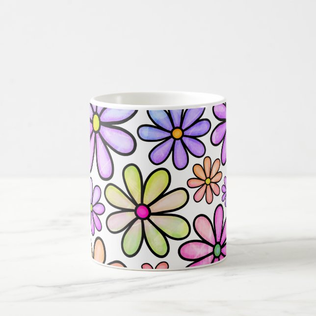 Caneca De Café Flores à prova de água: Mug Elegante, Estilo Bloom (Centro)