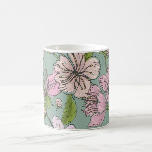Caneca De Café Flores à prova de água: Petais vibrantes em uma ca (Centro)