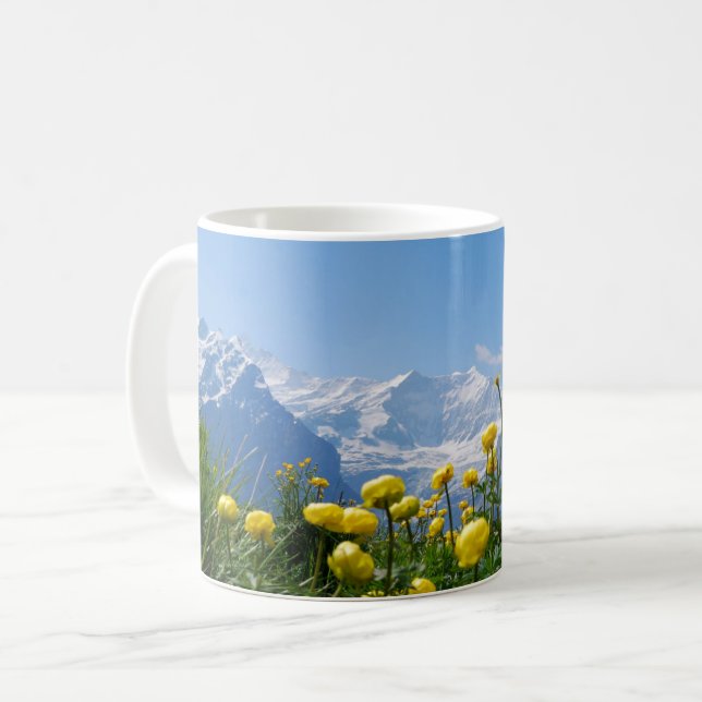 Caneca De Café Flores | Alpes suíços Eiger Monch (Frente Esquerda)