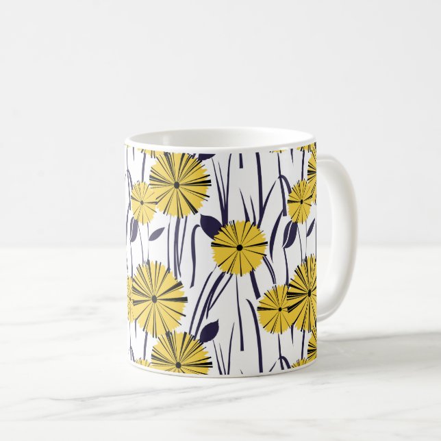 Caneca De Café Flores amarelas (Frente Esquerda)