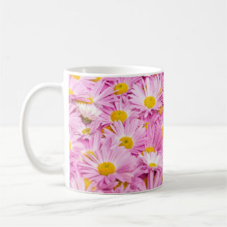 Caneca De Café Flores Amarelas Cor-de-rosa Fundo sem costura