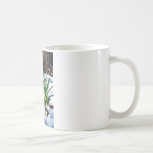 Caneca De Café Flores amarelas Daffodils na neve