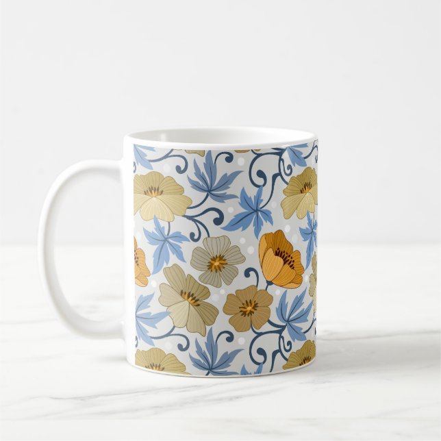 Caneca De Café Flores Amarelas: Design de têxteis sem costura (Esquerda)