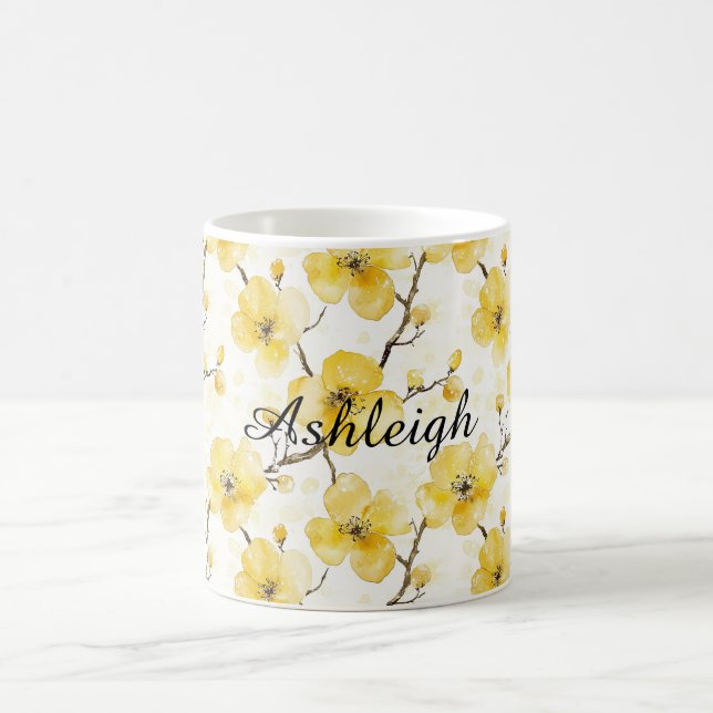 Caneca De Café Flores Amarelas Douradas (Centro)