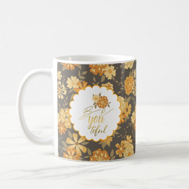 Caneca De Café Flores Amarelo - Cota Laranja Seja Você (Esquerda)