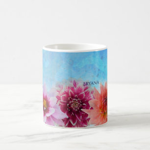 Caneca De Café Flores Aquarela Floral Moderno Elegante