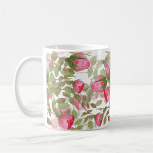 Caneca De Café Flores aquáticas sem costura rosas rosa roma flor