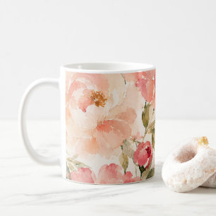Caneca De Café Flores Aquecedoras Românticas de Verão em Aquarela