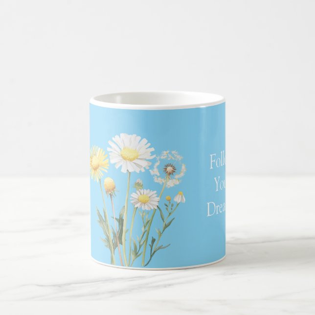 Caneca De Café Flores Azuis Amarelas Brancas (Centro)