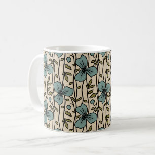 Caneca De Café Flores Azuis De Teal Vertical Delight, Que Vazam