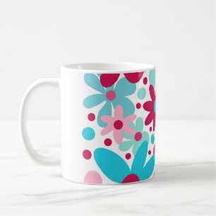 Caneca De Café Flores azuis e cor-de-rosa