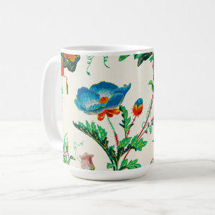 Caneca De Café Flores azuis e vermelhas Pintage Pintage Padrão