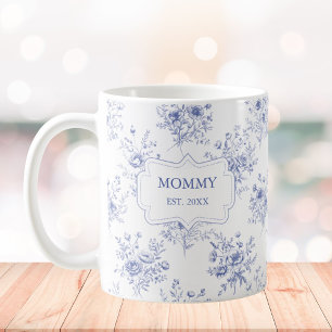 Caneca De Café Flores Azuis Florais Personalizadas Dia das Mães