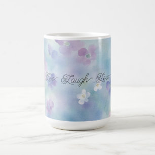 Caneca De Café Flores Azuis Lavanda Brancas Roxas