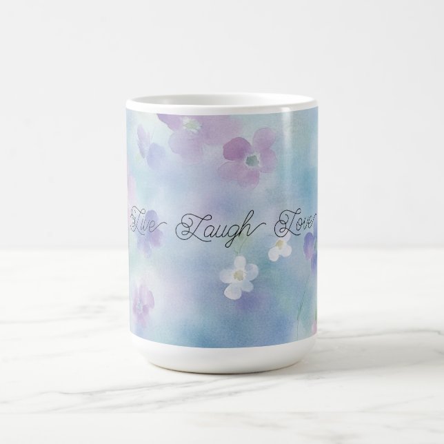 Caneca De Café Flores Azuis Lavanda Brancas Roxas (Centro)