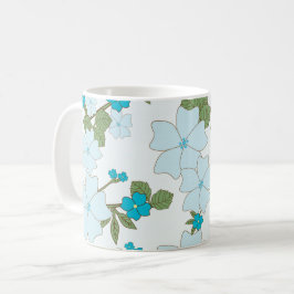 Caneca De Café Flores Azuis, Padrão Floral, Padrão De Flores