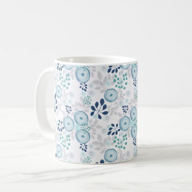 Caneca De Café Flores azul claro (Frente Esquerda)