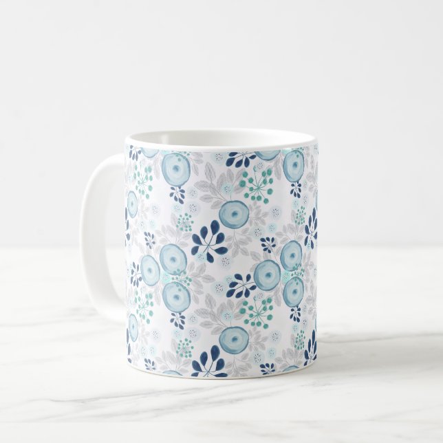 Caneca De Café Flores azul claro (Frente Esquerda)