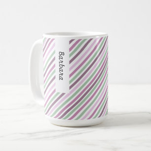 Caneca De Café Flores Bloom Violet Watercolor Stripes