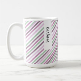 Caneca De Café Flores Bloom Violet Watercolor Stripes