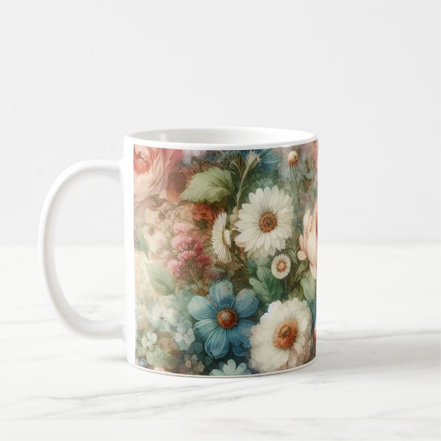 Caneca De Café Flores bonito de Aquarela (Esquerda)