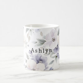 Caneca De Café Flores bonito de Lavanda de marfim roxa